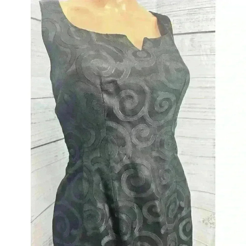 VTG 90s Jacquard Little Black Mini Dress Arrested Jonathan Martin Sz 3/4 80s EUC - Picture 5 of 15